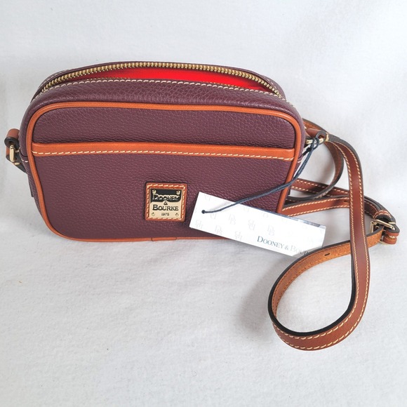 Dooney & Bourke Handbags - Dooney & Bourke Womens Camera Crossbody Pebble Leather Small Bordeaux Burgundy